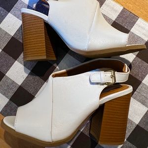 Ladies white wedge heels